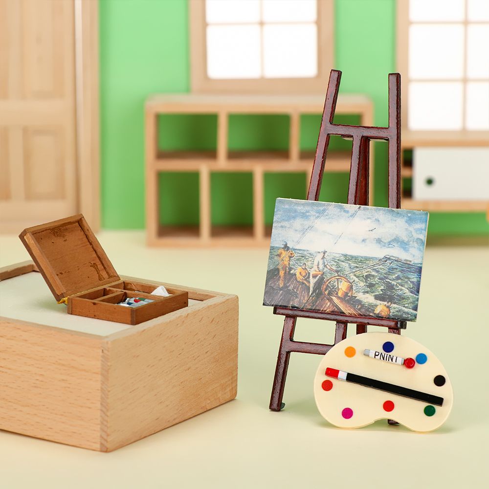 Paint Model Kit - 1:12 인형 집 가구 미니어처 이젤