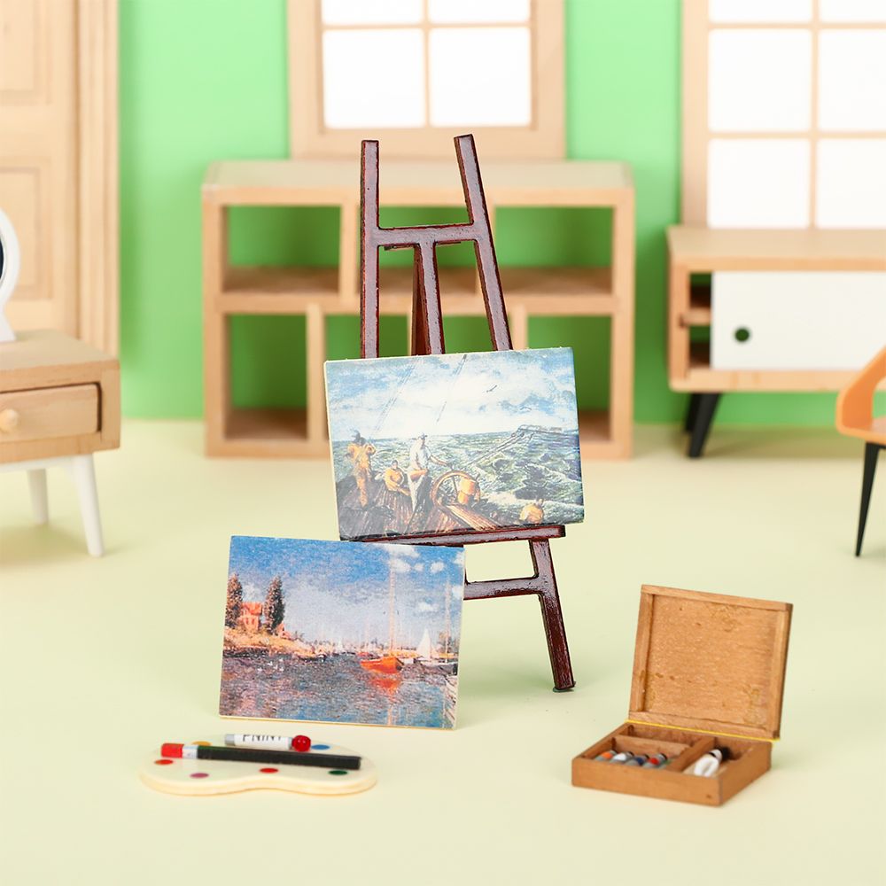 1:12 인형 집 가구 미니어처 이젤 나무 상자, 드로 - Paint Model Kit 리뷰 및 가격